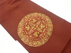 手織り紬金彩連珠狩猟文模様名古屋帯